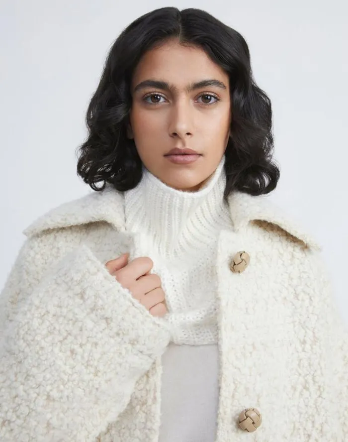 Lafayette 148 New York CashmereSilk Chainette Fisherman Rib Snood Cloud Accessories Winter Accessories