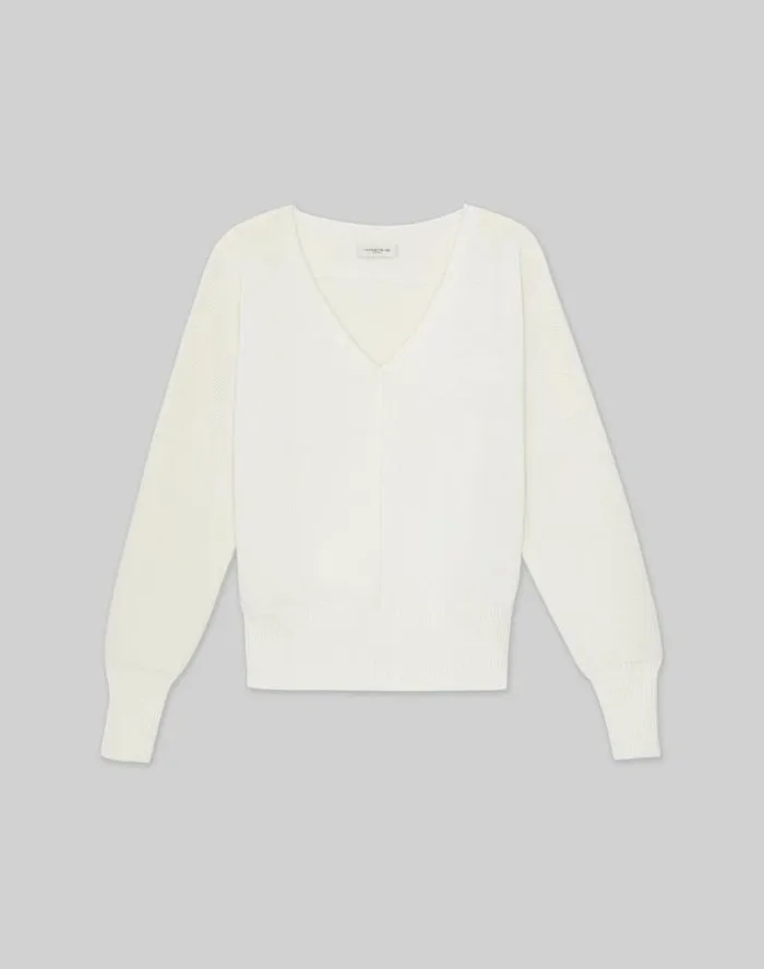 Lafayette 148 New York CottonSilk Tape Wide VNeck Dolman Sweater Black Ready To Wear Sweaters and Knits Lafayette 148 New York CottonSilk Tape Wide VNeck Dolman Sweater Black Ready To Wear Sweaters and Knits