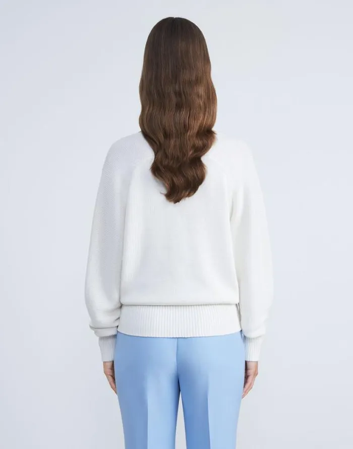 Lafayette 148 New York CottonSilk Tape Wide VNeck Dolman Sweater Black Ready To Wear Sweaters and Knits
