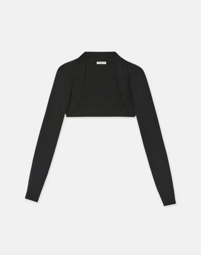 Lafayette 148 New York Finespun Voile Ponti Stitch Shrug Black Ready To Wear Sweaters and Knits Lafayette 148 New York Finespun Voile Ponti Stitch Shrug Black Ready To Wear Sweaters and Knits