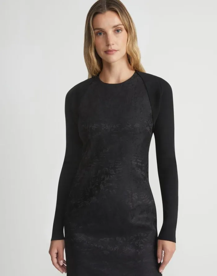 Lafayette 148 New York Finespun Voile Ponti Stitch Shrug Black Ready To Wear Sweaters and Knits