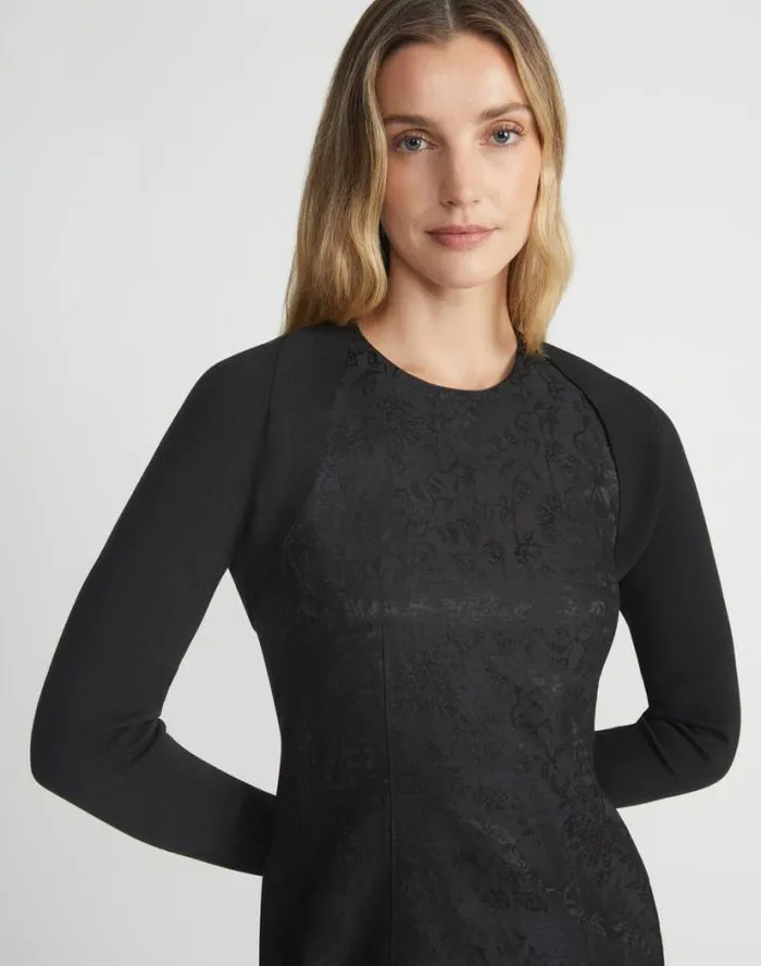 Lafayette 148 New York Finespun Voile Ponti Stitch Shrug Black Ready To Wear Sweaters and Knits