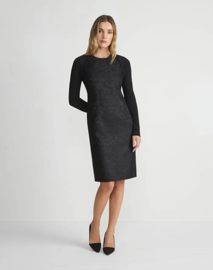 Lafayette 148 New York Finespun Voile Ponti Stitch Shrug Black Ready To Wear Sweaters and Knits
