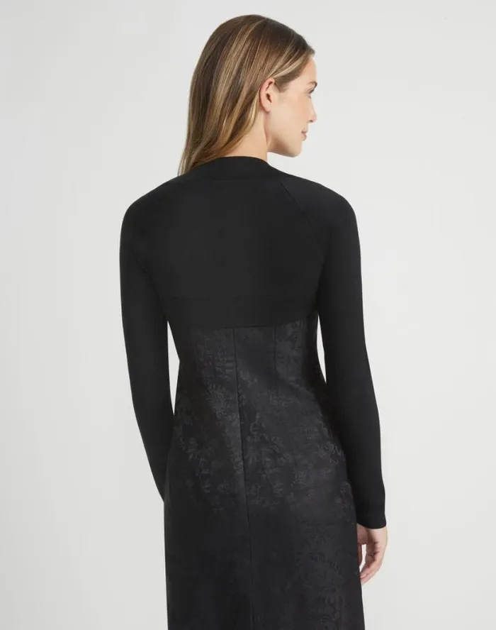 Lafayette 148 New York Finespun Voile Ponti Stitch Shrug Black Ready To Wear Sweaters and Knits