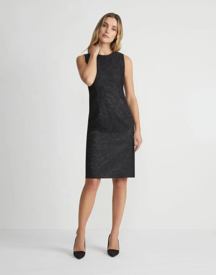Lafayette 148 New York Flora Bloom Jacquard WoolSilk Sheath Dress Black Ready To Wear Dresses
