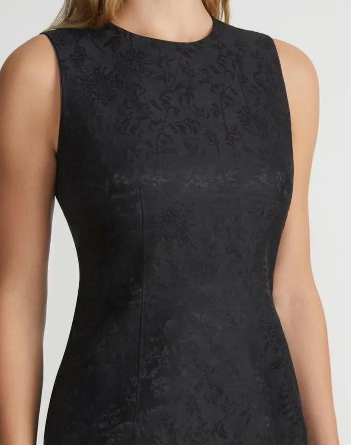 Lafayette 148 New York Flora Bloom Jacquard WoolSilk Sheath Dress Black Ready To Wear Dresses