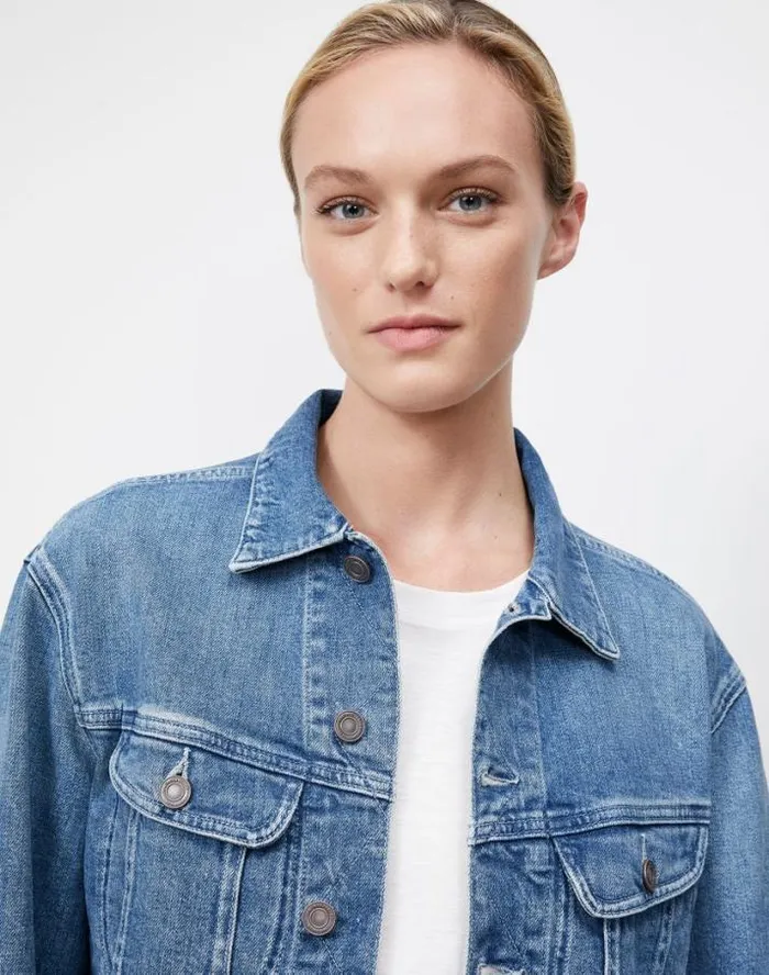 Lafayette 148 New York L148 Denim Jacket Faded Skyline Ready To Wear Jackets and Blazers