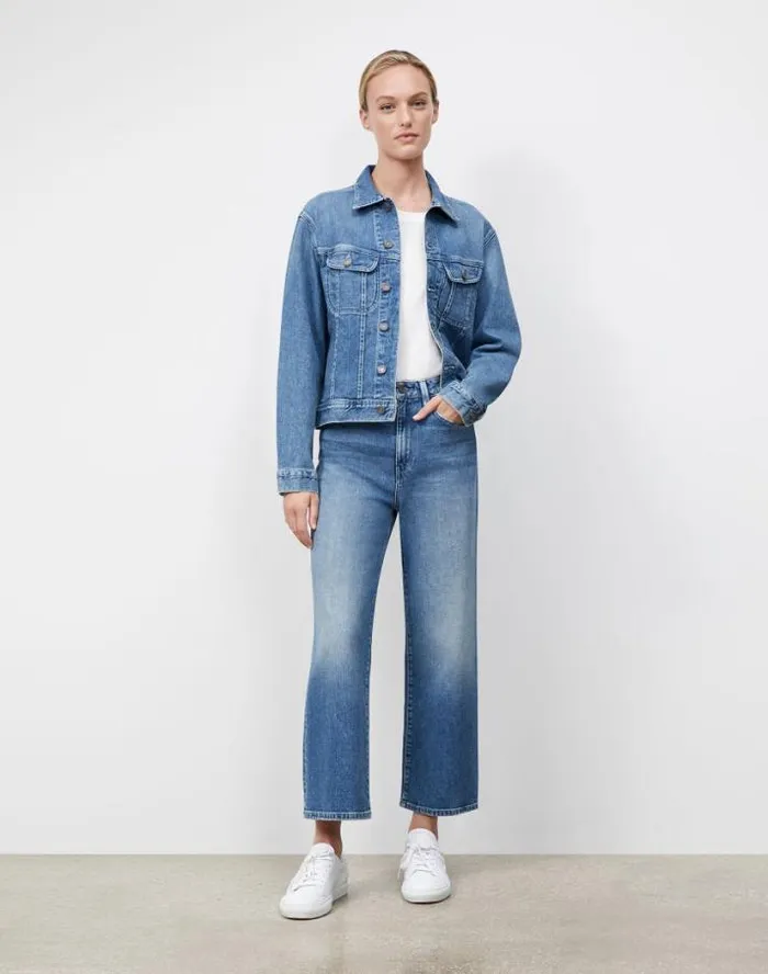 Lafayette 148 New York L148 Denim Jacket Faded Skyline Ready To Wear Jackets and Blazers