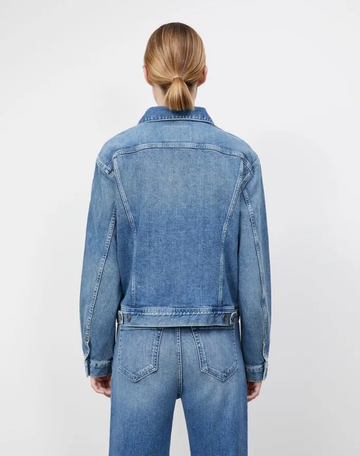 Lafayette 148 New York L148 Denim Jacket Faded Skyline Ready To Wear Jackets and Blazers