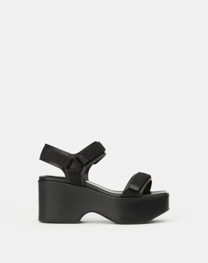 Lafayette 148 New York Nappa Leather Platform Sandal Black Shoes Sandals