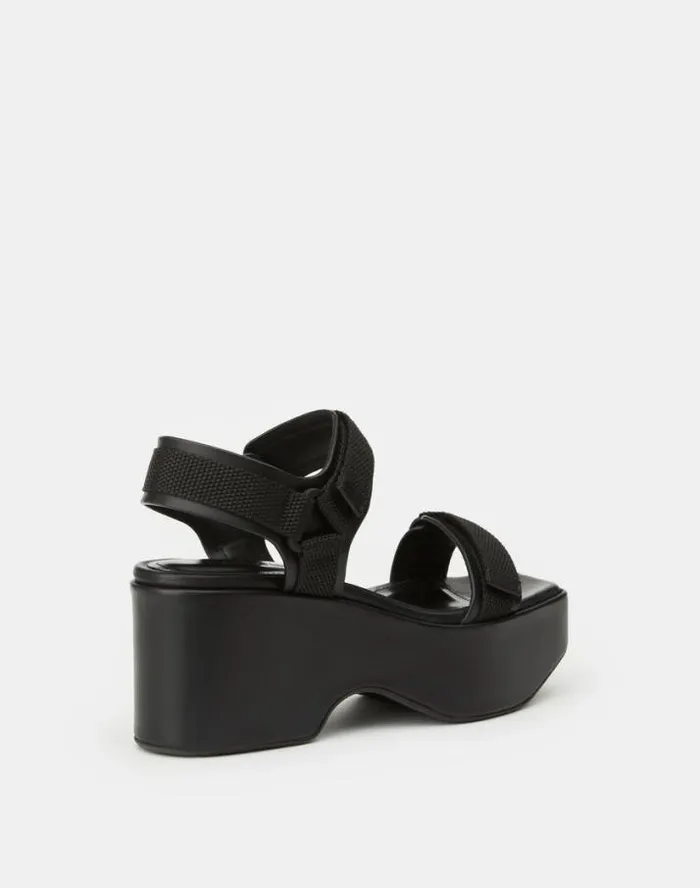 Lafayette 148 New York Nappa Leather Platform Sandal Black Shoes Sandals