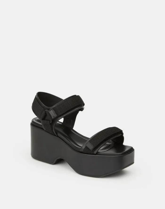 Lafayette 148 New York Nappa Leather Platform Sandal Black Shoes Sandals