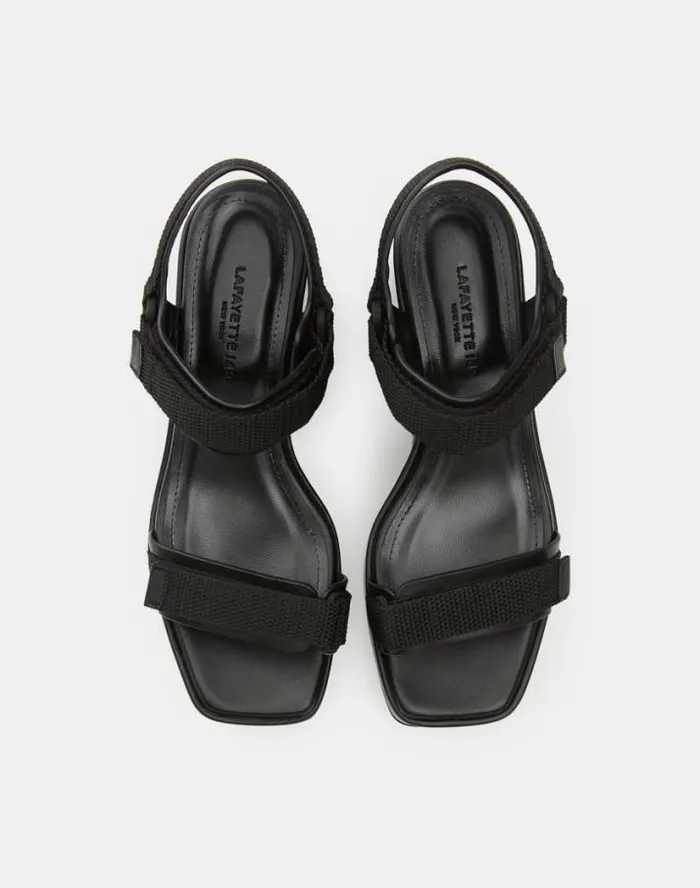 Lafayette 148 New York Nappa Leather Platform Sandal Black Shoes Sandals