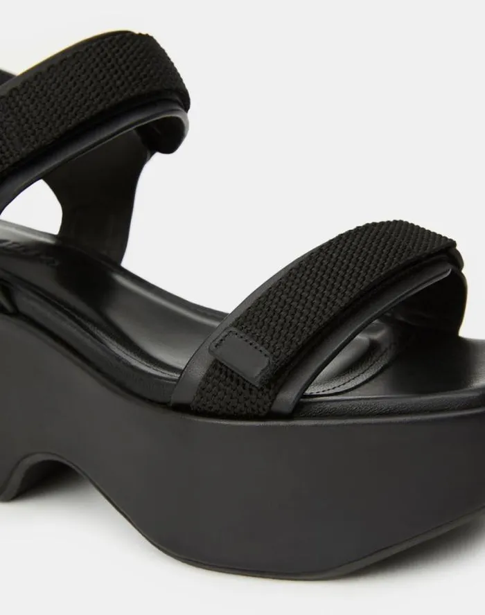 Lafayette 148 New York Nappa Leather Platform Sandal Black Shoes Sandals