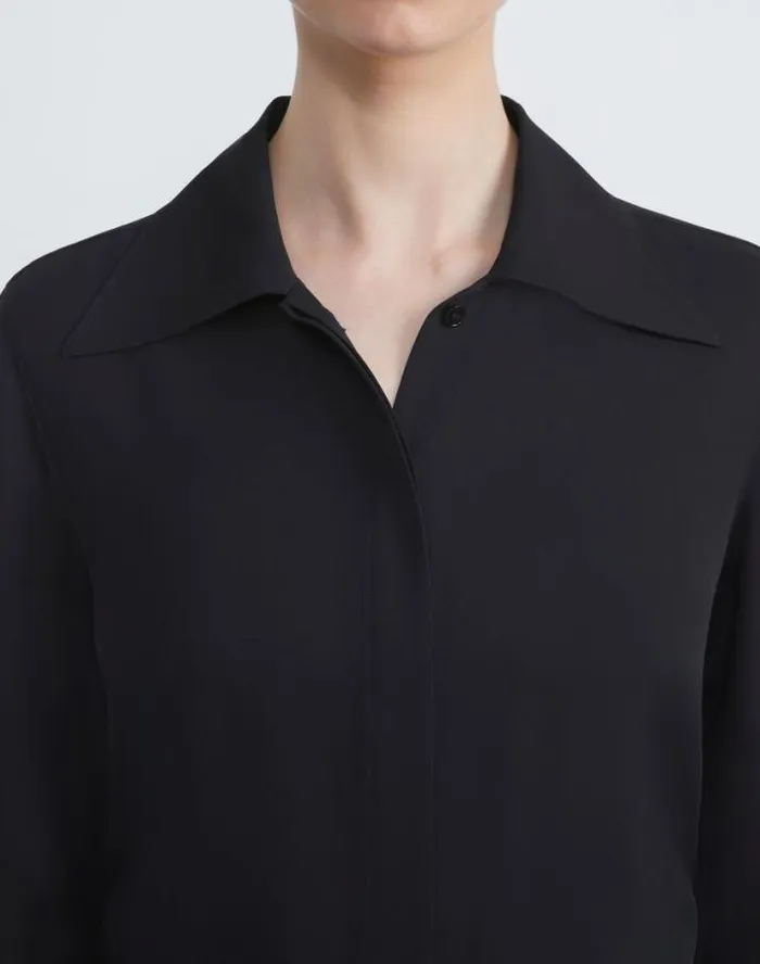 Lafayette 148 New York Organic Silk Georgette Blouse Bodysuit Black Ready To Wear Blouses and Shirts