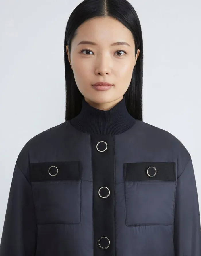 Lafayette 148 New York Regenerated Poly Tech Quilted Jacket Black Ready To Wear Jackets and Blazers
