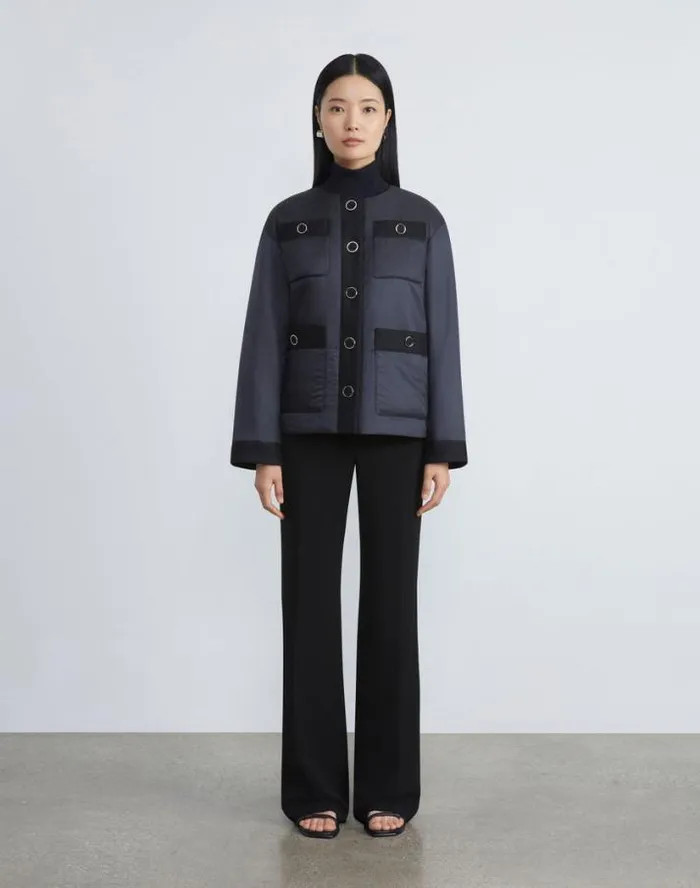 Lafayette 148 New York Regenerated Poly Tech Quilted Jacket Black Ready To Wear Jackets and Blazers