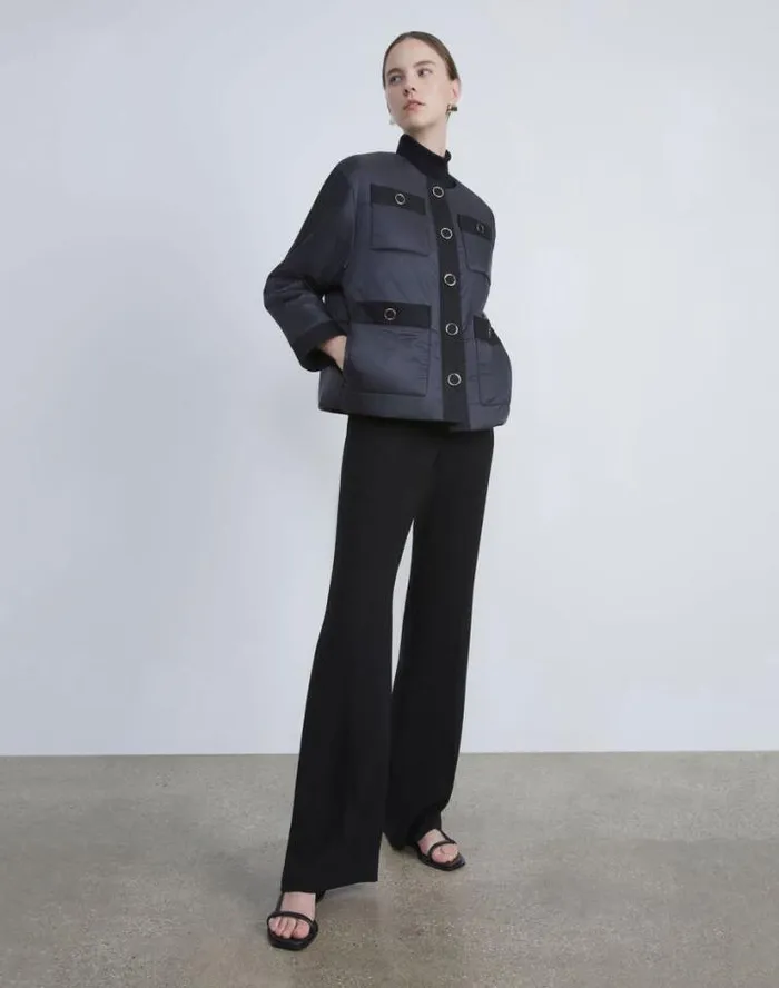 Lafayette 148 New York Regenerated Poly Tech Quilted Jacket Black Ready To Wear Jackets and Blazers