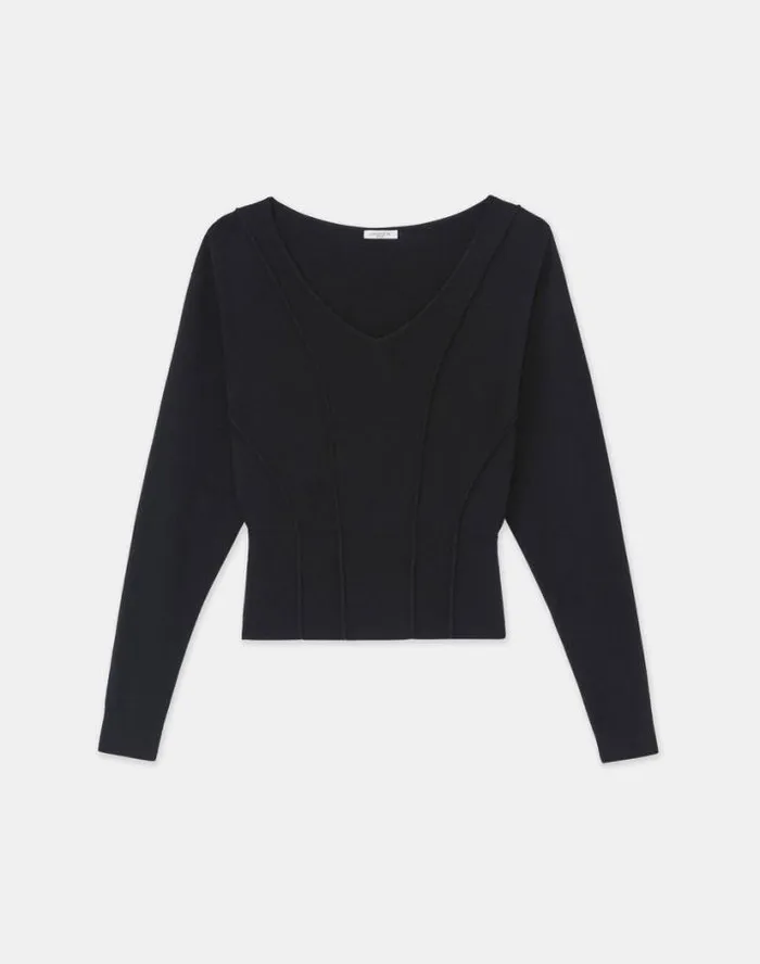 Lafayette 148 New York Responsible Fine Gauge Merino Convertible Sweater Black Ready To Wear Sweaters and Knits Lafayette 148 New York Responsible Fine Gauge Merino Convertible Sweater Black Ready To Wear Sweaters and Knits