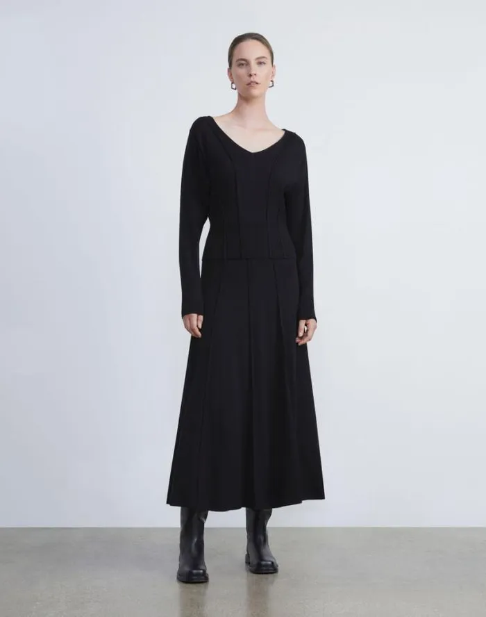 Lafayette 148 New York Responsible Fine Gauge Merino Convertible Sweater Black Ready To Wear Sweaters and Knits