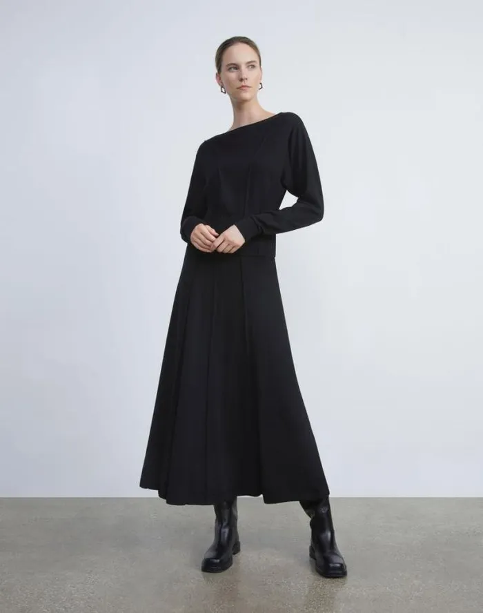 Lafayette 148 New York Responsible Fine Gauge Merino Convertible Sweater Black Ready To Wear Sweaters and Knits