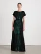 Lafayette 148 New York Stamped Pages Print Viscose Pliss Dress Deep Ivy Multi Ready To Wear Dresses