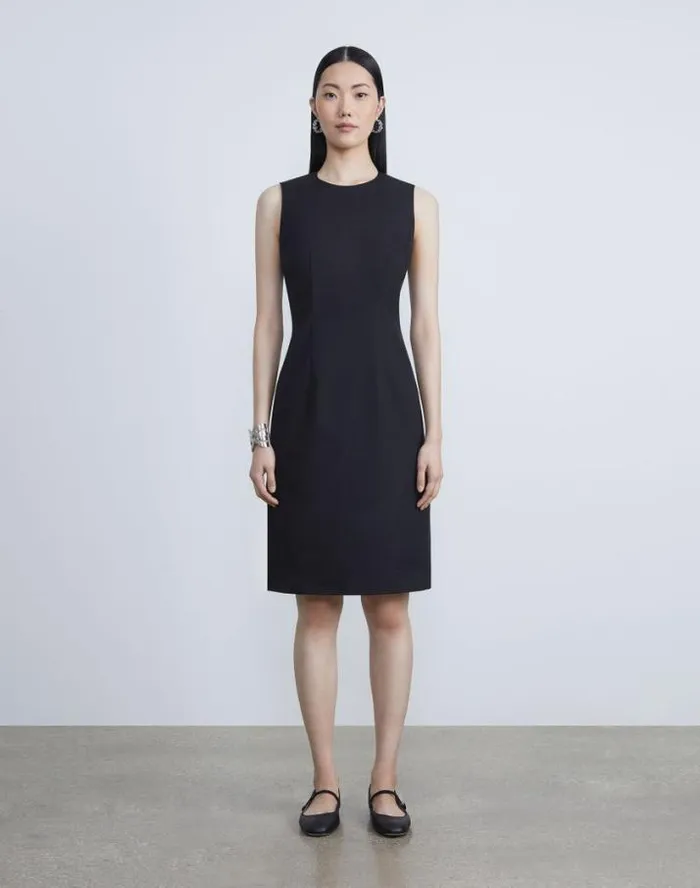 Lafayette 148 New York Stretch Wool Sheath Dress Black Ready To Wear Dresses