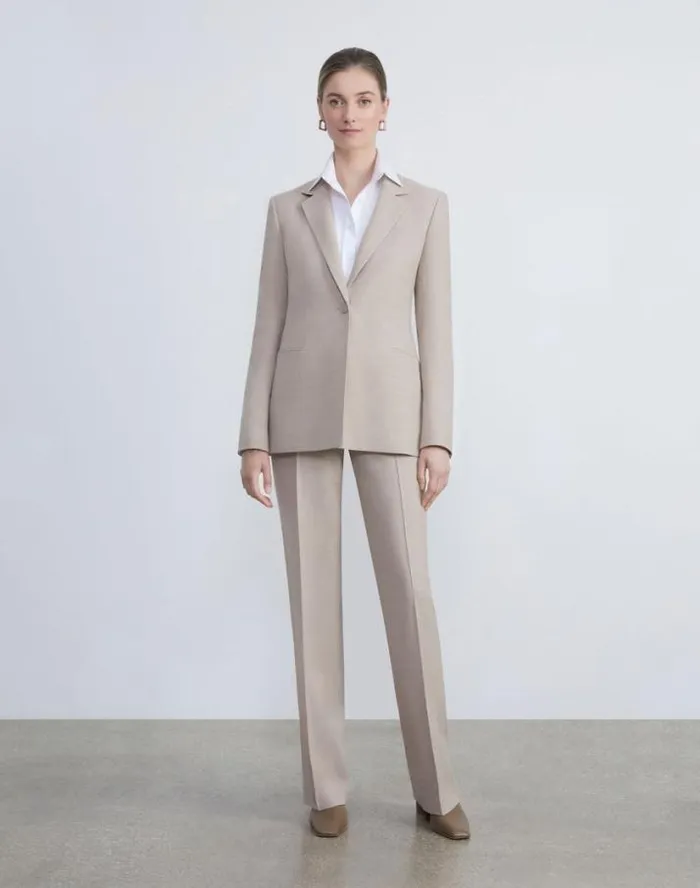 Lafayette 148 New York Virgin Wool Blazer Grey Heather Ready To Wear Jackets and Blazers