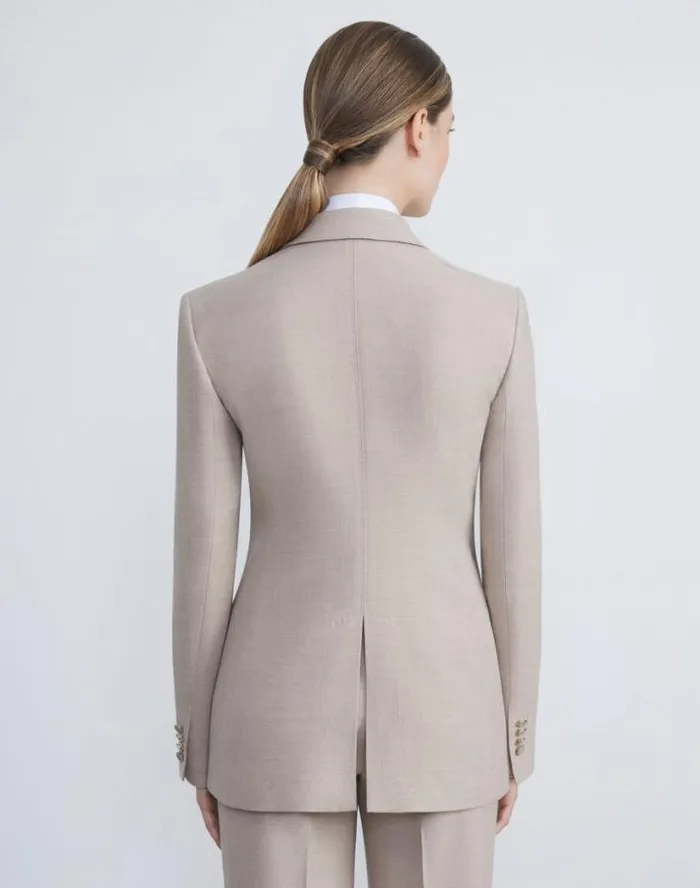 Lafayette 148 New York Virgin Wool Blazer Grey Heather Ready To Wear Jackets and Blazers