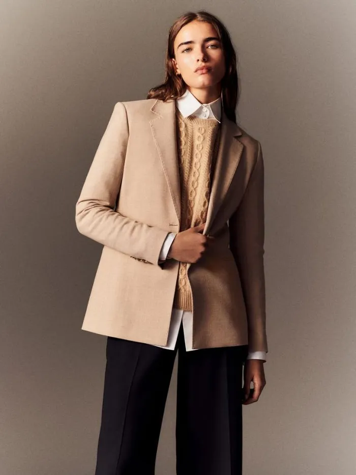 Lafayette 148 New York Virgin Wool Blazer Grey Heather Ready To Wear Jackets and Blazers