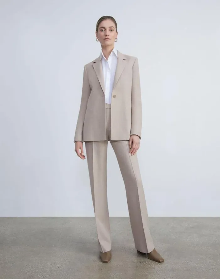 Lafayette 148 New York Virgin Wool Blazer Grey Heather Ready To Wear Jackets and Blazers