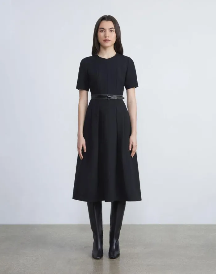 Lafayette 148 New York WoolSilk Crepe Dress Black Ready To Wear Dresses