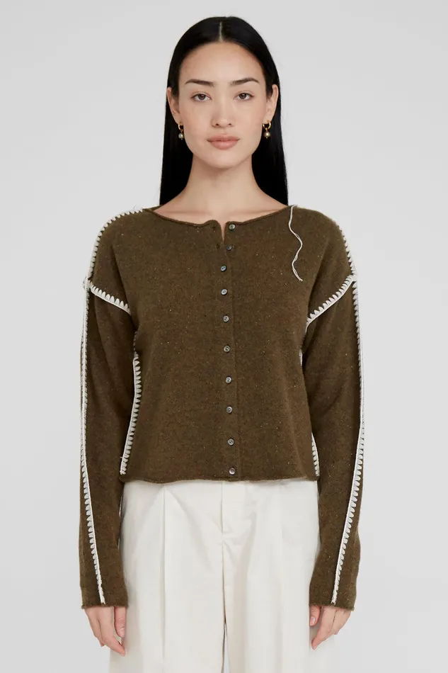Laure Cashmere Cardigan Lichen Women Chan Luu Knitwear