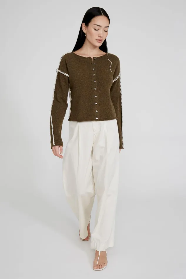 Laure Cashmere Cardigan Lichen Women Chan Luu Knitwear
