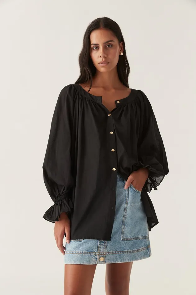 Le Corsaire Blouse Black Women Aje Tops