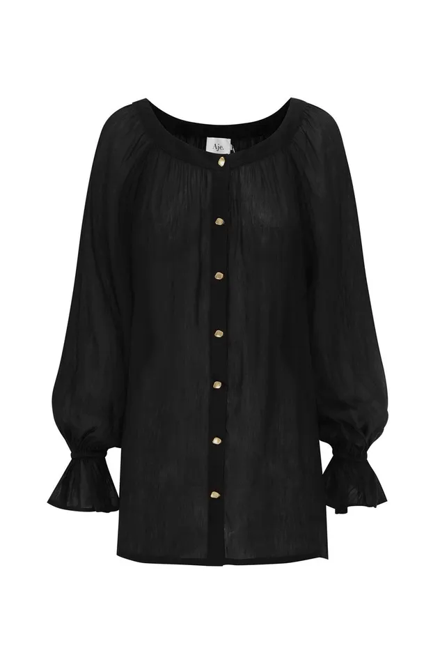 Le Corsaire Blouse Black Women Aje Tops