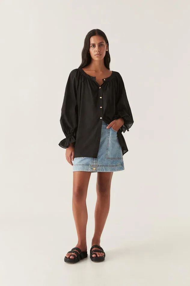 Le Corsaire Blouse Black Women Aje Tops