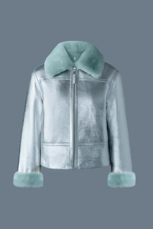 Leather Jackets Women Mackage BETTY 2in1 Reversible Leather Shearling Jacket Silvermint Leather Jackets Women Mackage BETTY 2in1 Reversible Leather Shearling Jacket Silvermint
