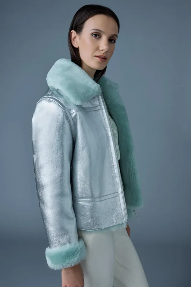 Leather Jackets Women Mackage BETTY 2in1 Reversible Leather Shearling Jacket Silvermint Leather Jackets Women Mackage BETTY 2in1 Reversible Leather Shearling Jacket Silvermint