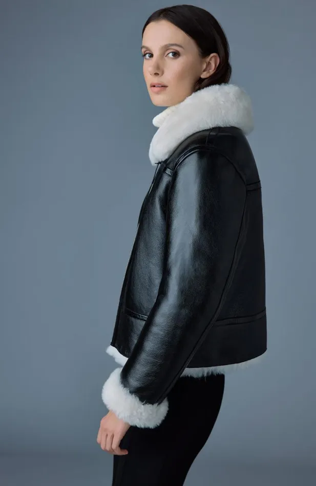 Leather Jackets Women Mackage BETTY 2in1 Reversible Leather Shearling Jacket Silvermint Leather Jackets Women Mackage BETTY 2in1 Reversible Leather Shearling Jacket Silvermint