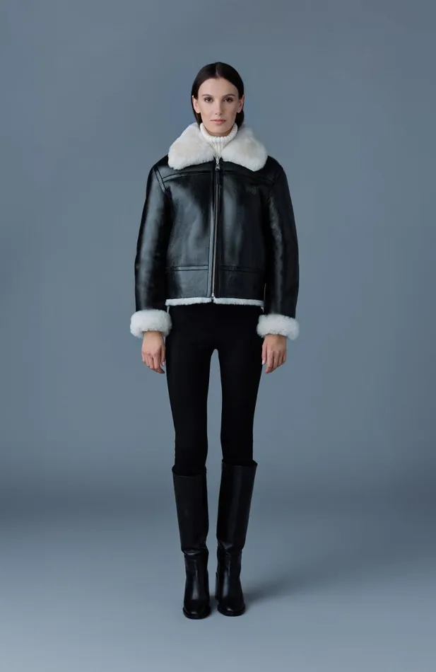 Leather Jackets Women Mackage BETTY 2in1 Reversible Leather Shearling Jacket Silvermint Leather Jackets Women Mackage BETTY 2in1 Reversible Leather Shearling Jacket Silvermint
