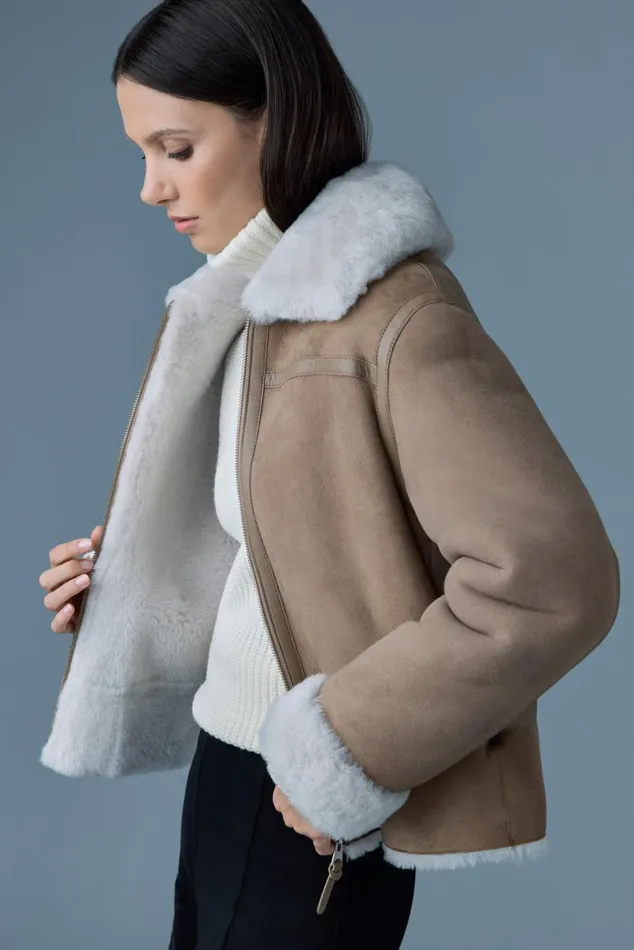 Leather Jackets Women Mackage BETTY 2in1 Reversible Leather Shearling Jacket Silvermint Leather Jackets Women Mackage BETTY 2in1 Reversible Leather Shearling Jacket Silvermint