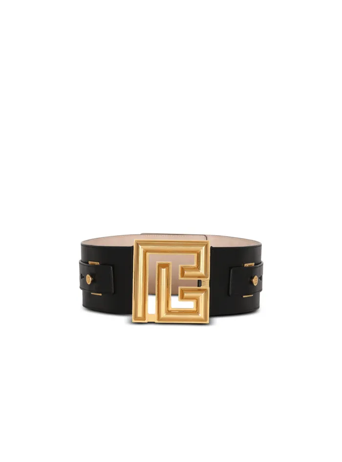 Leather PBelt Black Women Balmain Belts