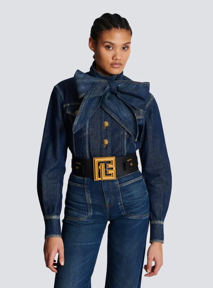 Leather PBelt Black Women Balmain Belts