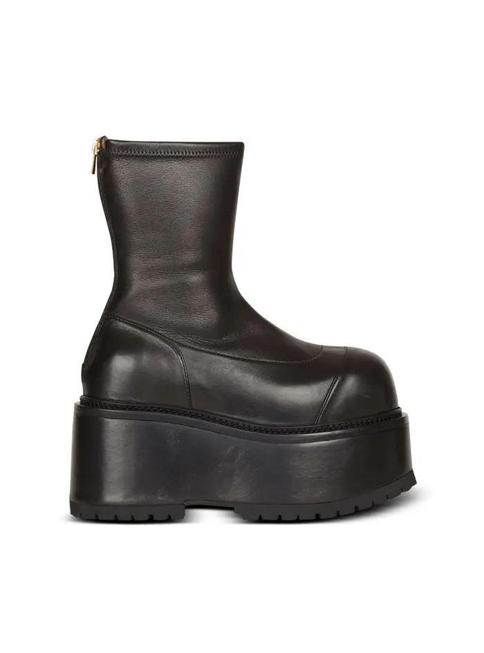 Leather Platform Boots Black Women Balmain Boots