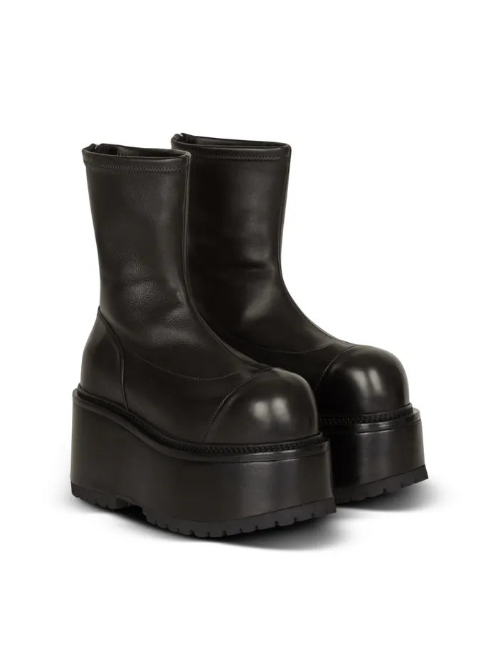 Leather Platform Boots Black Women Balmain Boots