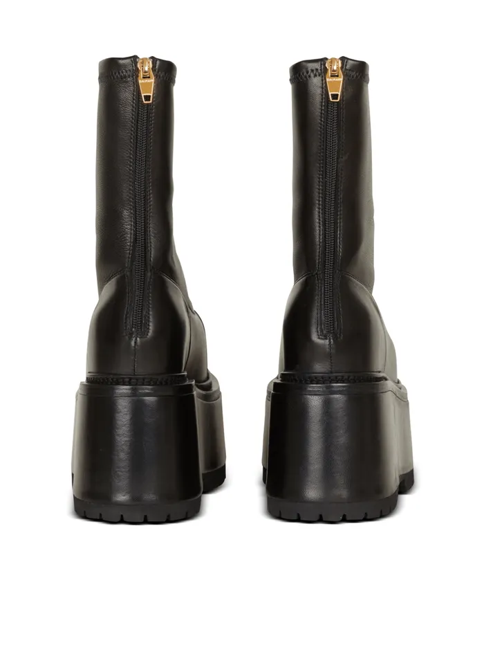 Leather Platform Boots Black Women Balmain Boots