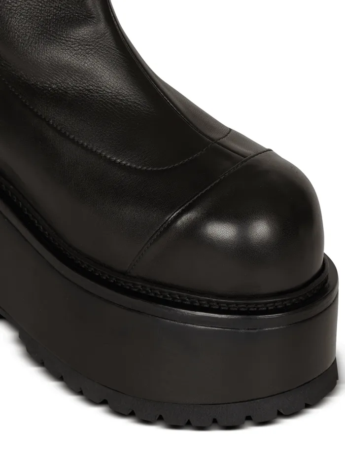 Leather Platform Boots Black Women Balmain Boots