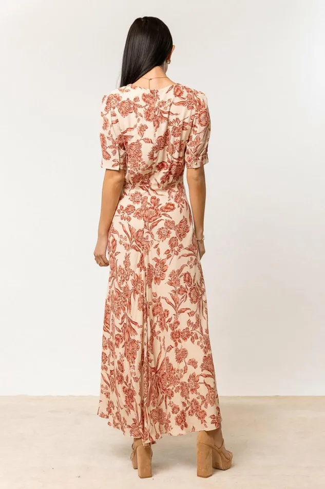 Lia Floral Midi Dress In Rust Rust Women Bohme Dresses