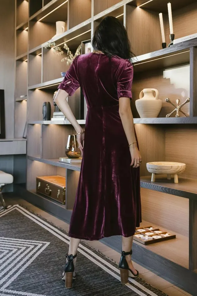 Lia Velvet Dress In Wine Wine Women Bohme Dresses